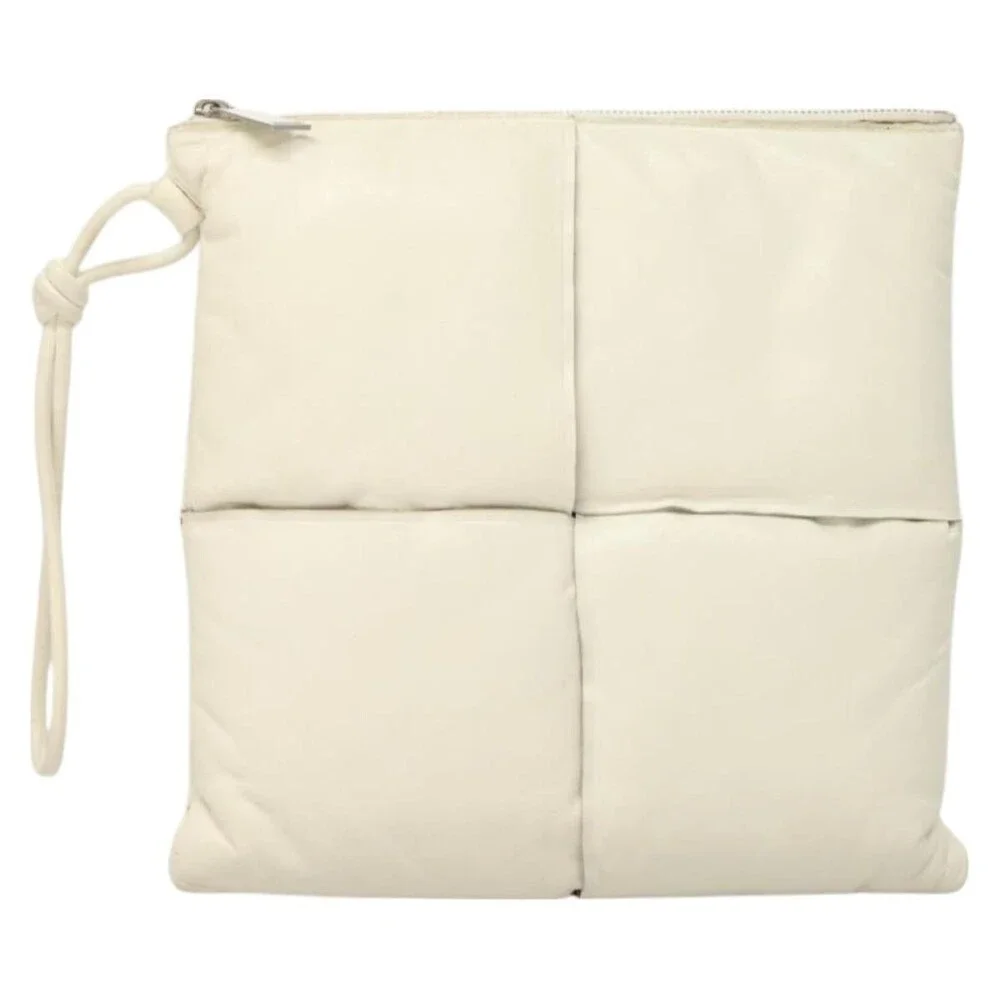 Bottega Veneta Maxi Intrecciato Clutch Bag Silver